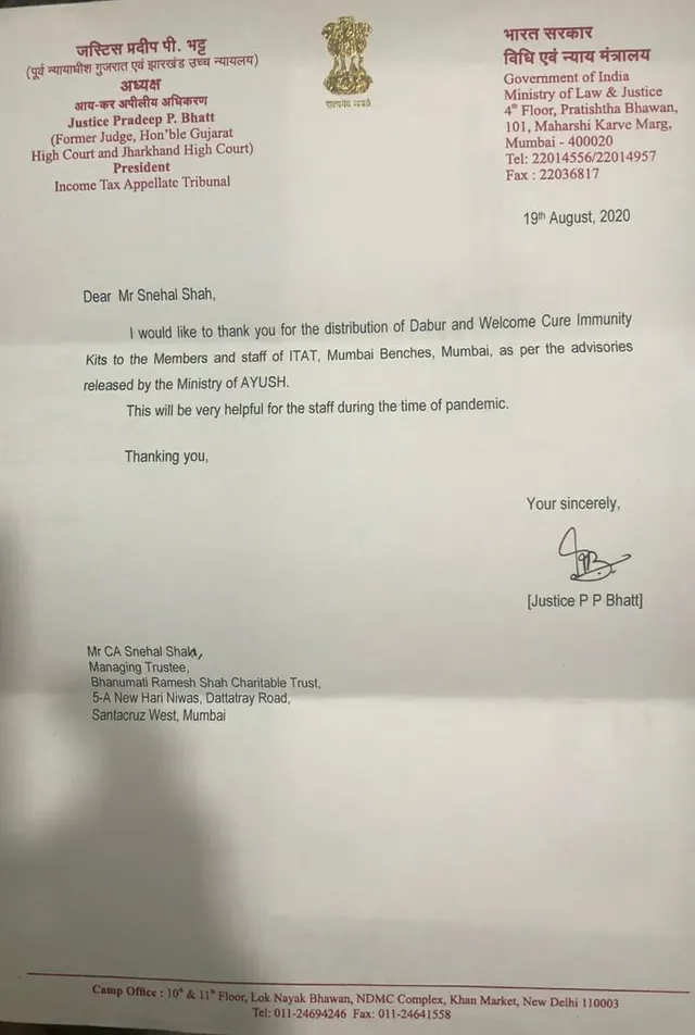 Appreciation letter from the Ministry of Law